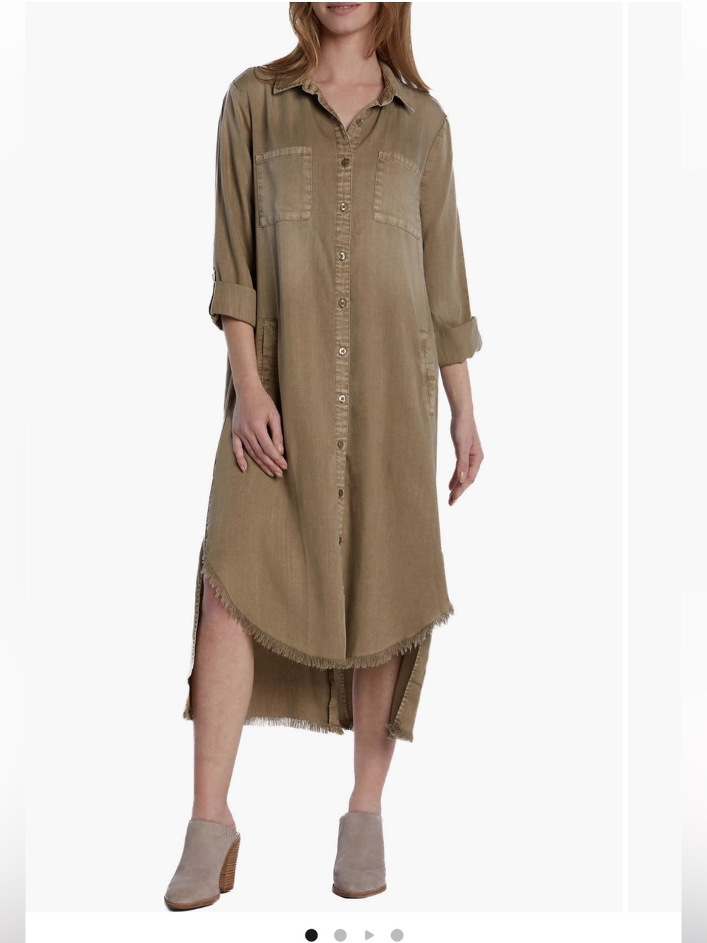 Wash Lab Denim Chill Out Shirtdress in Wild Mushroom